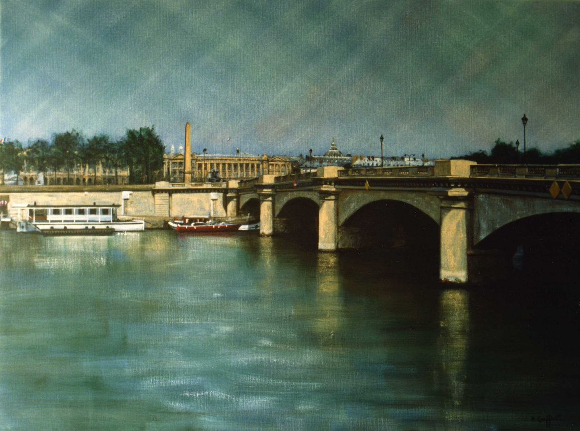 Pont de La Concorde, tableau reprsentant La Seine, le pont, lOblisque, etc.