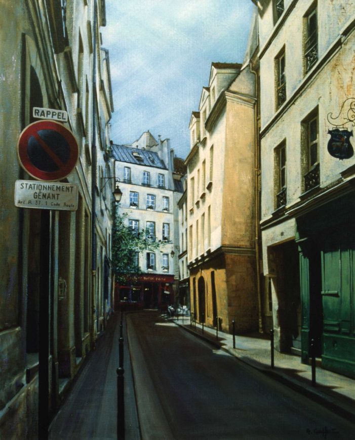 Rue Maitre-Albert, tableau reprsentant le bout de la rue Maitre-Albert.